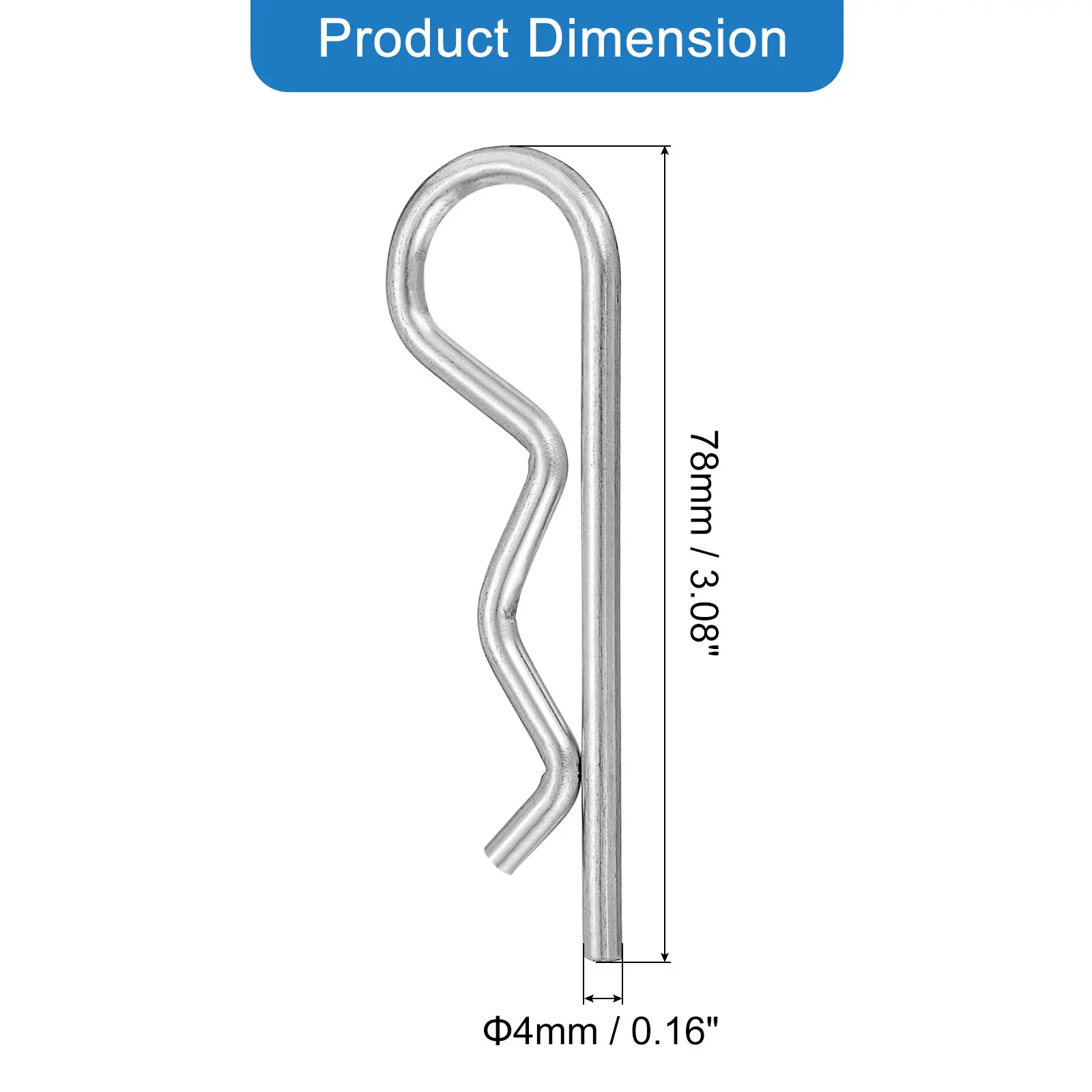 8/10/20Pcs 304 Stainless Steel R Shaped Spring Cotter Clip Pin Resistant Rust Fastener Hardware for Repairing Cars 4x78mm Silver