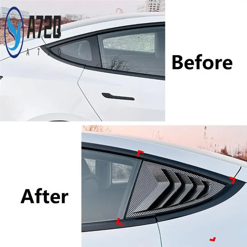 

A72Q-Rear Car Window Shutter Cover For Tesla Model 3 Highland 2024 Louver Side Vent Trim Triangle Accessories