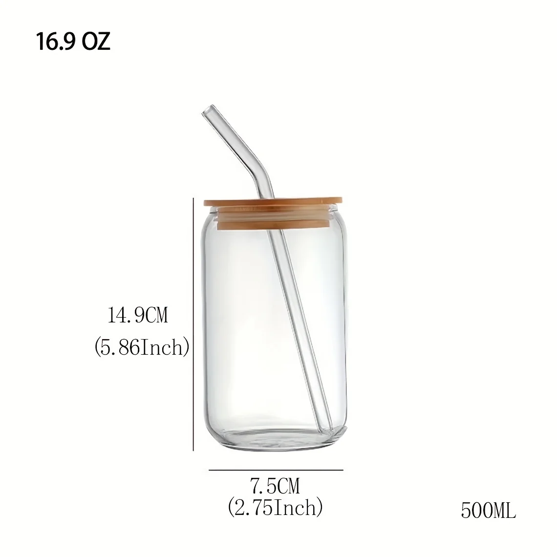 16oz Little Daisy Pattern Drinking Glass With Bamboo Lid And Straw Orange/White Glass Can Drinking Bottle For Summer Drinks