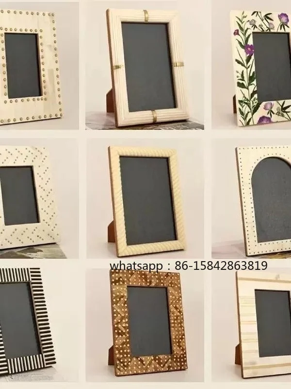 Modern Retro Bone Craft Photo Frame, Luxury Desktop Ornament for Study, Bedroom & Showroom Home Decoration