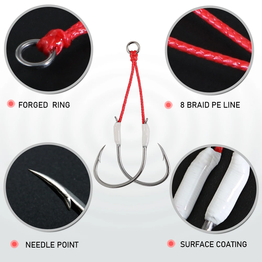 JIGGING PRO 2 أزواج التوأم مساعدة خطاف تهزهز معدني 1/0 2/0 3/0 4/0 خطاف القفز البحري BKK الشائكة الصيد هوك الصيد الملحقات #3