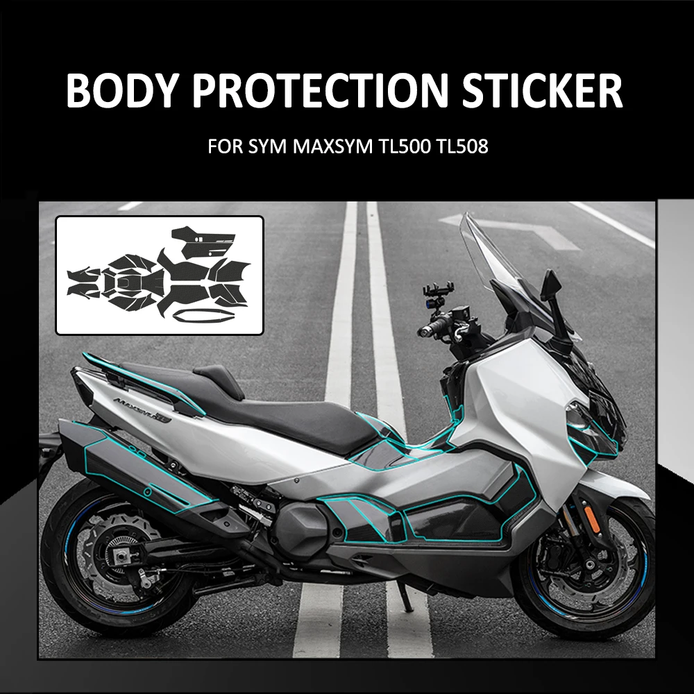 NEW FOR SYM MAXSYM TL500 TL 500 TL508 TL 508 Motorcycle Body Rubber Carbon Fiber Pattern Decorative Decal Protective Sticker Pad