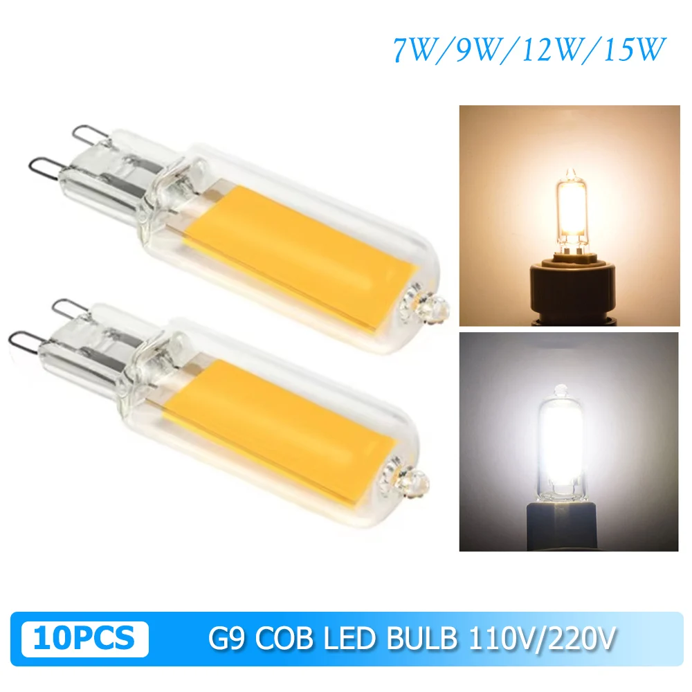 

10X G9 светодиодные лампы 3000k лампы Cob 360 угла луча 6000k мини лампа 12w 110v декоративные супер яркие прожекторы лампы люстра