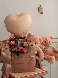 Brown Paper Bag for Balloon Rose Bouquet Flower Package Kraft Paper Gift Box 5PCS