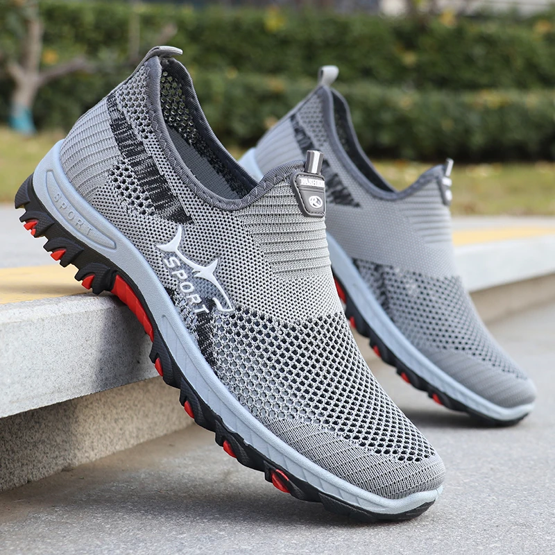 Men's Mesh Outdoor Hiking Shoes, Summer Breathable Shoes, Men's One-Piece Casual Walking Shoes