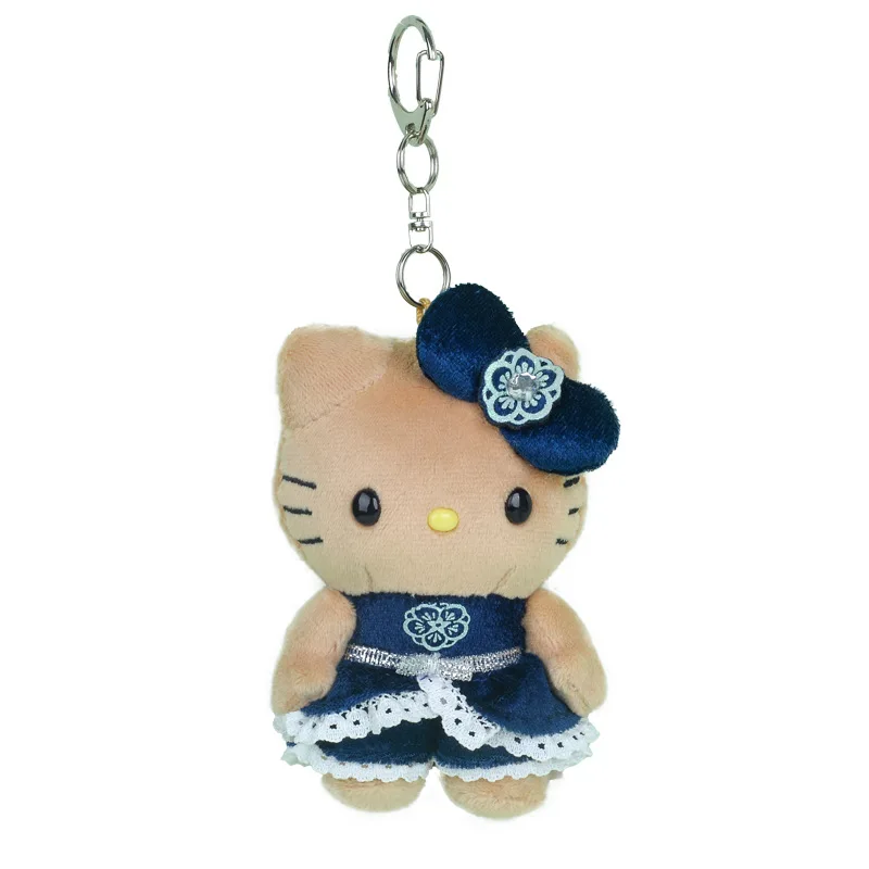 Sanrio Kitty Hello Hawaii Keychain ، ألعاب قطيفة ، دمية بإبزيم كاواي ، حقيبة عصرية للزينة ، هدية بدلاية ، 12 والي