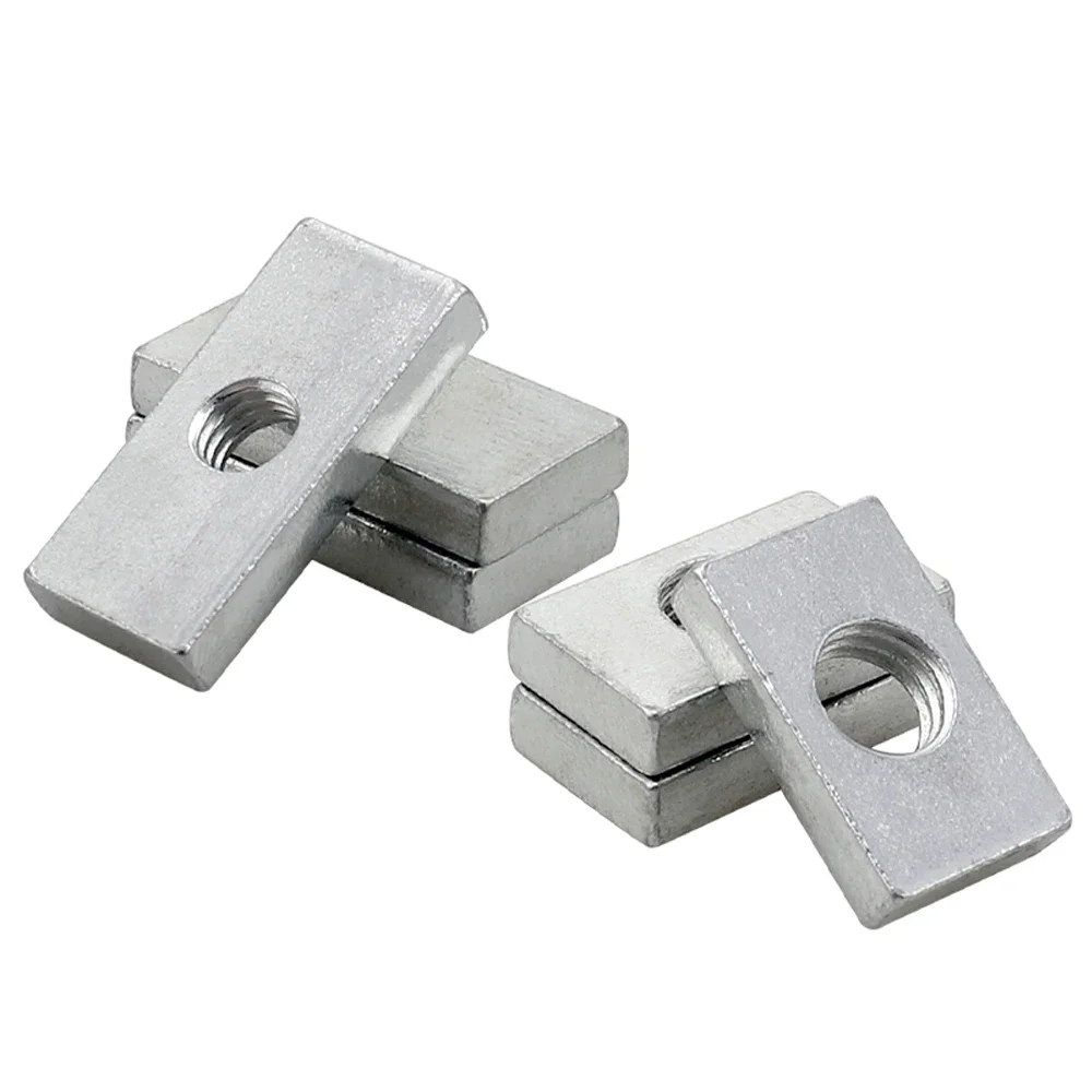 10/50pcs M3 M4 M5 M6 M8 Square Nut Rectangular Nuts Thin Slider Block Nuts Zinc-Plated Carbon Steel Aluminum Profile Accessory