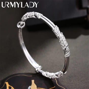 女性のためのスターリングシルバーの花の形をしたブレスレット,ブレスレット,925スターリングシルバー,花,結婚式,パーティー,調節可能なギフト