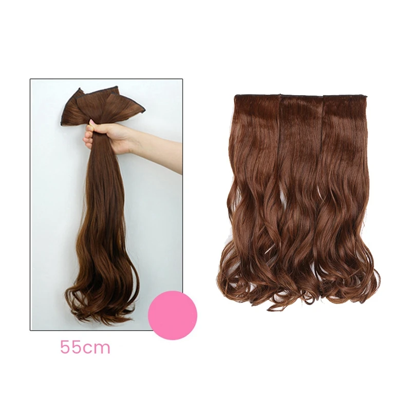 

55Cm Thickened Three-Piece Wig Set Large Wavy Long Curly Wig High Temperature Hair Wire Wig Long Wavy Roll