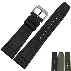 For IWC Engineer Nylon Watch Strap Waterproof Canvas Fold Buckle Cowhide Underskin Army Green Blue Black 20 21 22mm Watchbands