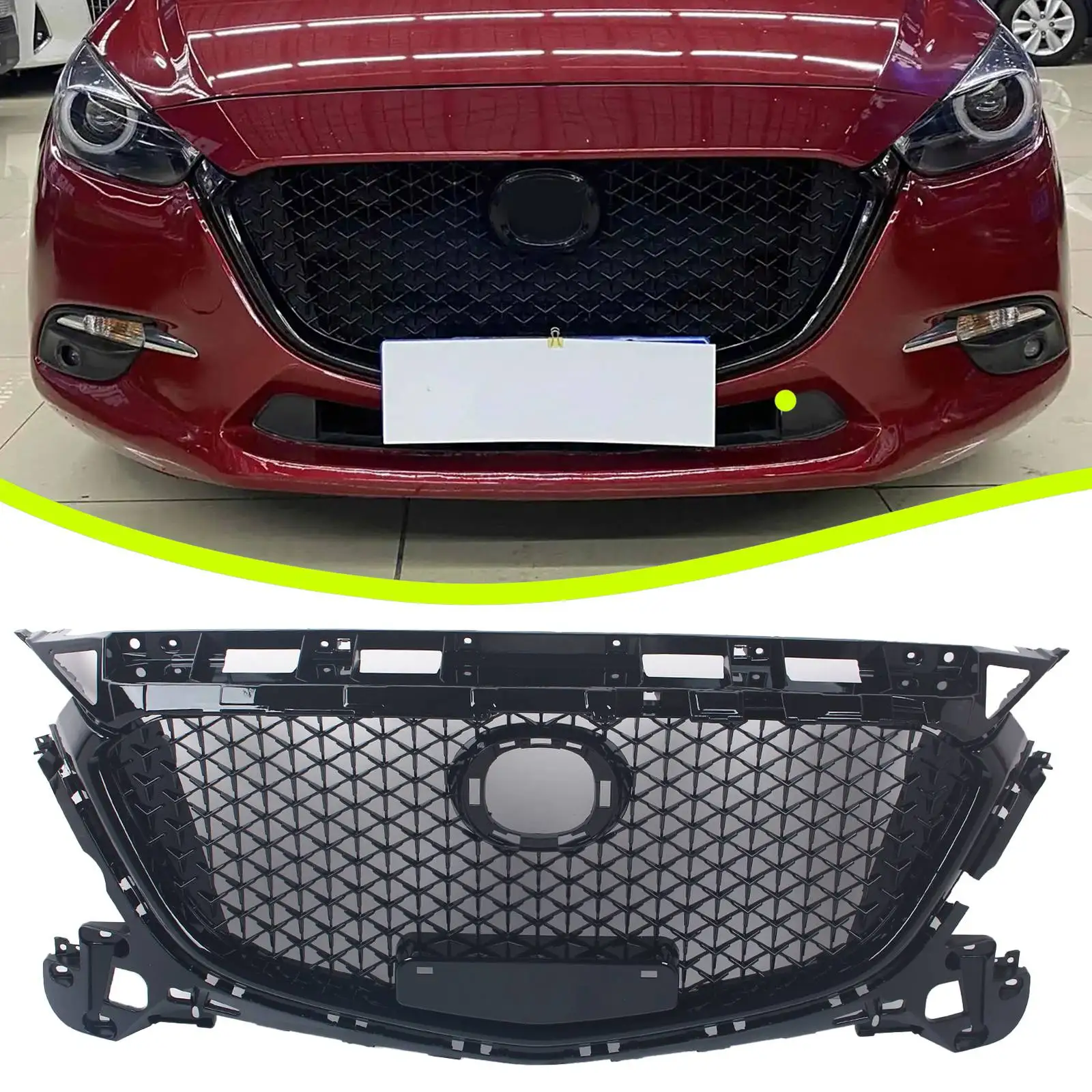 Front Bumper Grille Upper Racing Air Intake Grills Radiator Mesh Grid Body Kit Guard For Mazda 3 Axela 2017 2018 2019