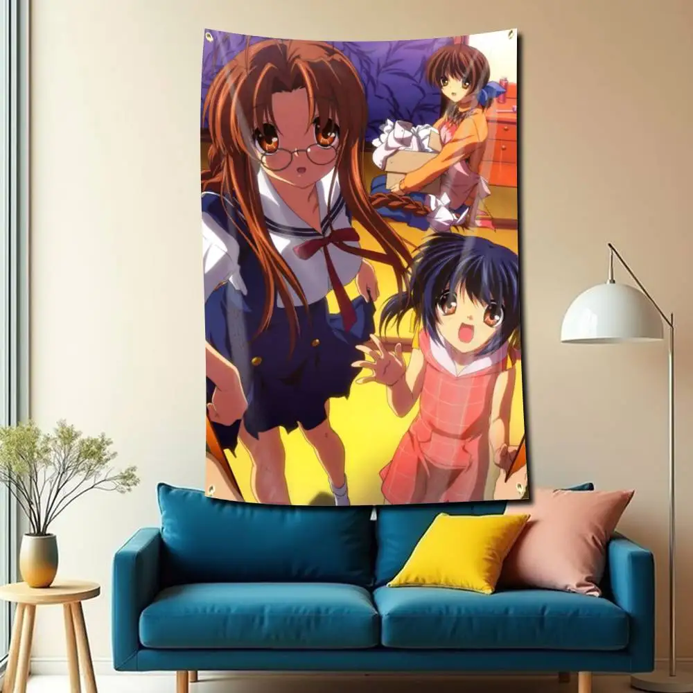 Nagisa Anime C-Clannad After Story Flag Tapestry Banner for Bedroom Living Room Outdoor Camping Custom Supported