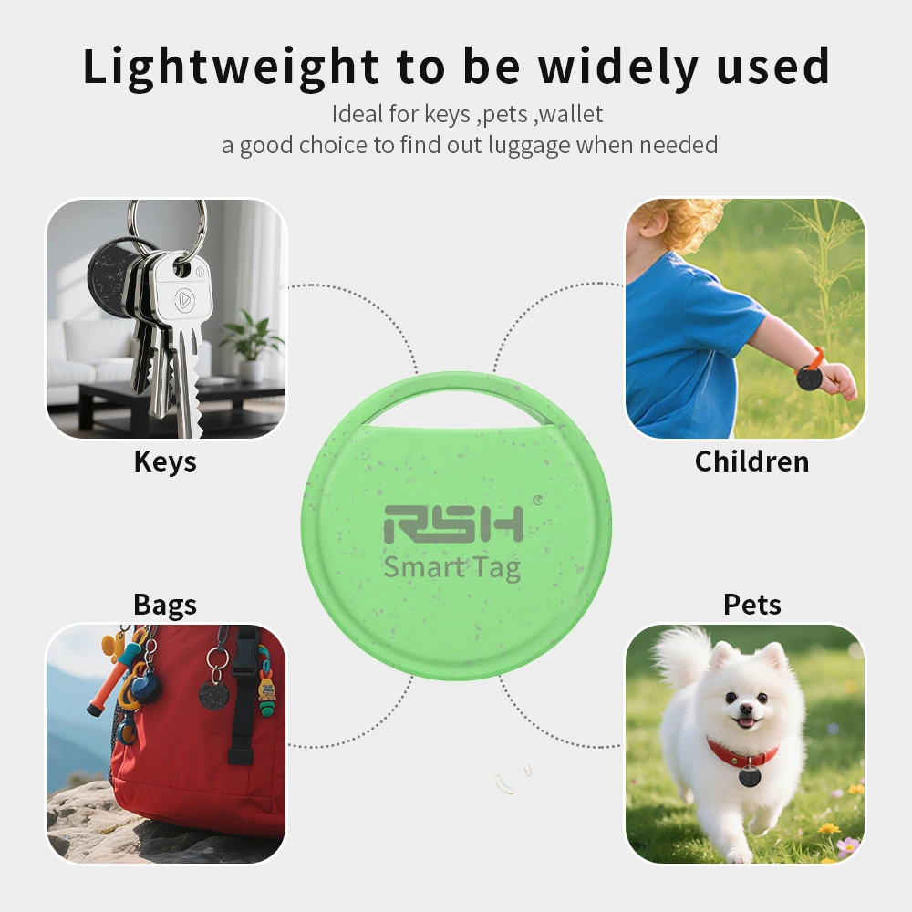 RSH 4 Uds rastreador de seguridad equipaje cartera bolsa localizador de animales antipérdida para Android etiqueta inteligente funciona con Google Find para Samsung