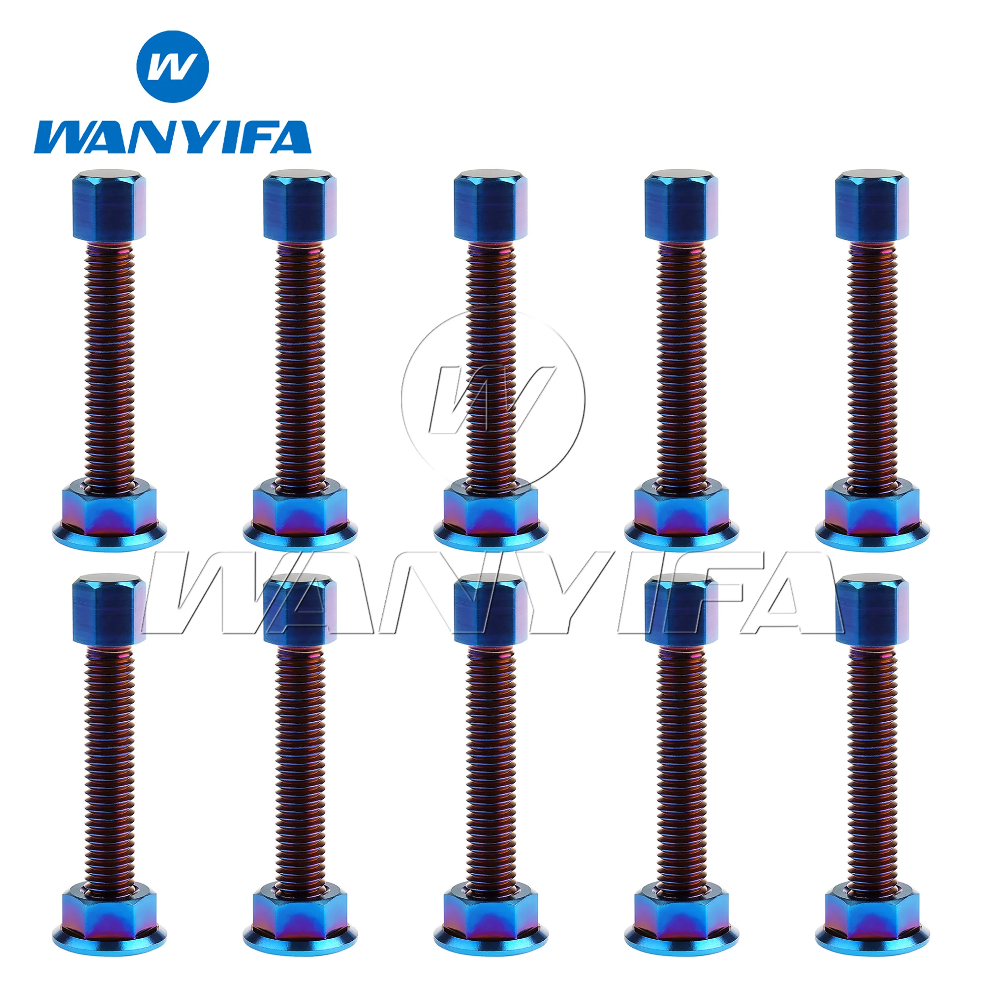 Wanyifa Titanium Bolt M8x47 M10x47 Pitch 1.25mm Chain Adjusting Bolt Nut Set for Motorcycle Chain Kit 10/15pcs