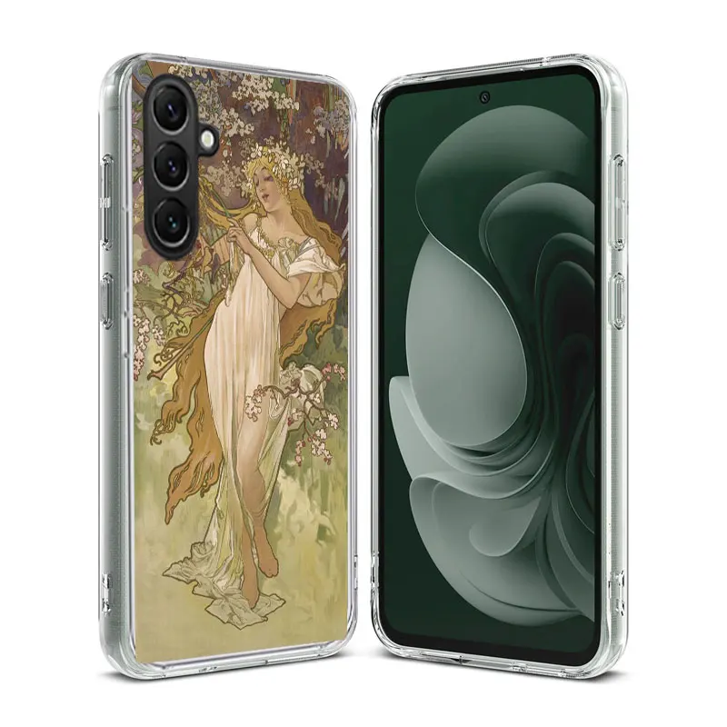 Alfons Mucha Primavera Phone Case Samsung Galaxy A70 A50 A40 A30 A20E M30S M31 M21 M12 J8 J6 J4 M32 M52 M51 A90 A80 A20S M11 A10