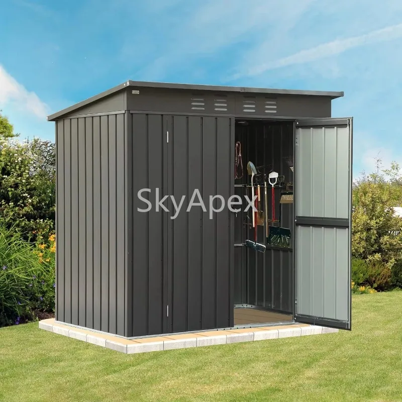 152x91cm Lockable Double Door Galvanized Steel Outdoor Storage Shed  Waterproof  For Patio Backyard  Lawn Furniture Tool Storage