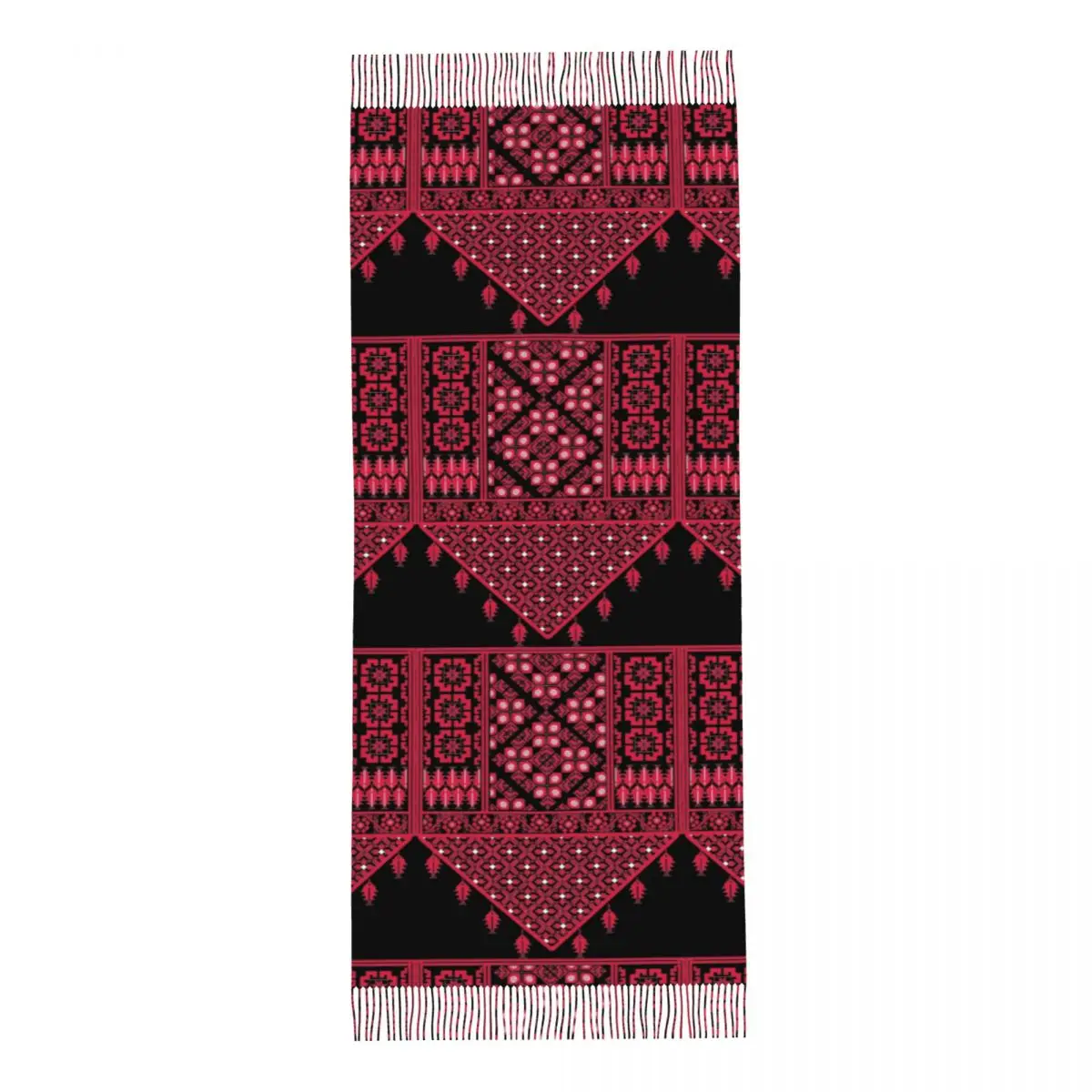 Palestinian Tatreez Cross Arabic Art Shawls Wraps for Women Winter Large Soft Scarf Neckerchief Tassel Scarves