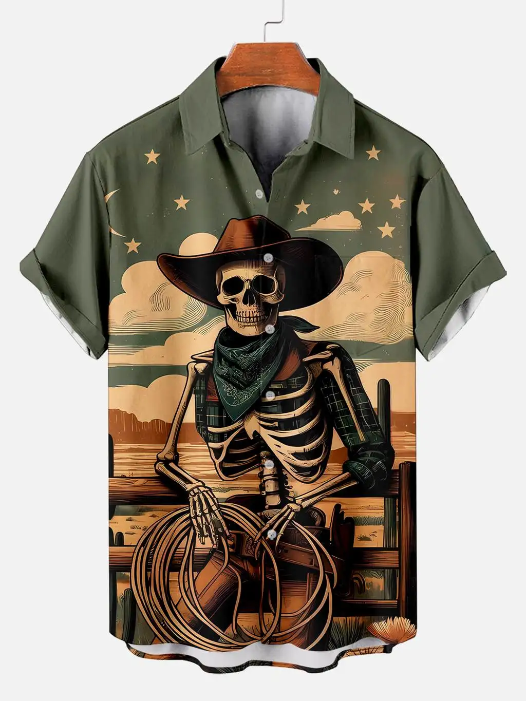 Summer Men's Shirt Skeleton Pattern Print Spring Shirts Casual Short Sleeve Fashion Male Oversized Clothing Funny 3D printed Top