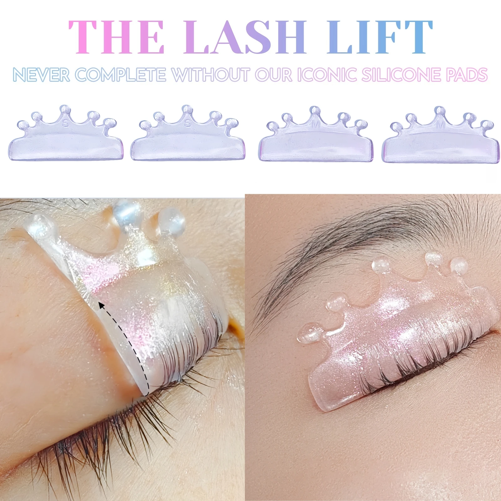 Lomansa 2 Pairs LC Curl Silicone Eyelash Perm Pads Sticky Lashes Rods Shield Lifting 3D Eyelash Curler Accessories Makeup Tool