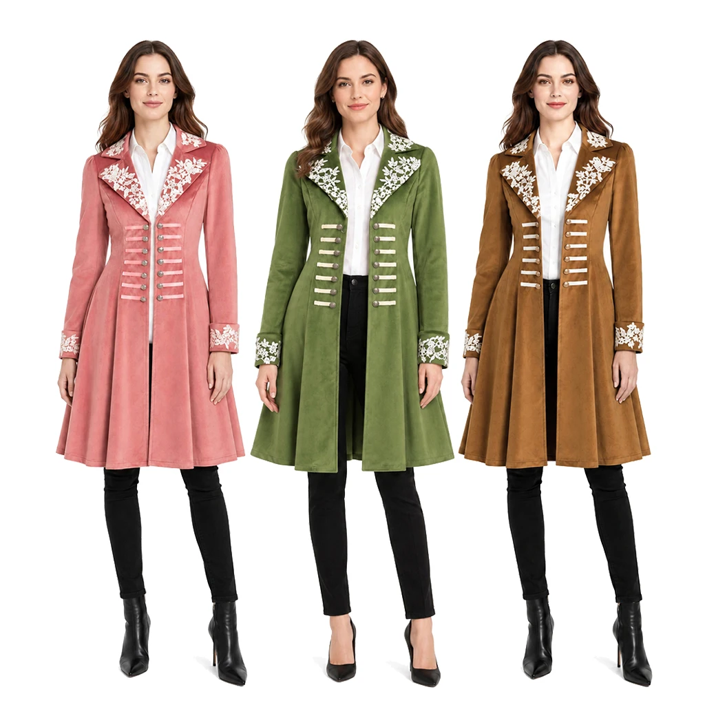 Abrigo de terciopelo de estilo gótico y steampunk para mujer, chaqueta clásica de época medieval y renacentista, disfraz para Halloween, ropa de cosplay.