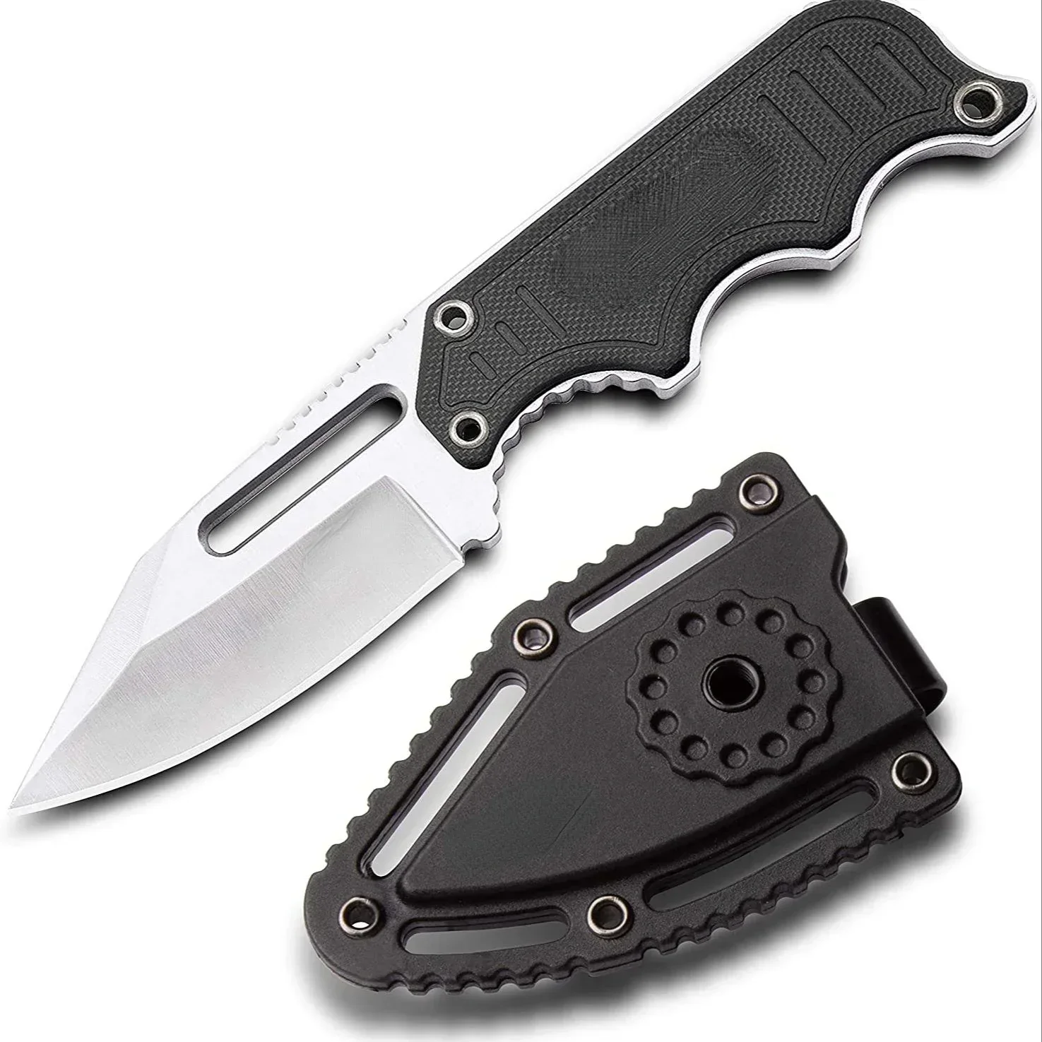 

Mini Fixed Blade Knife, Tang Style Belt Knife, Boot Tactical Knife Cover And Neck Chain Knife, ABS Sheath Knife