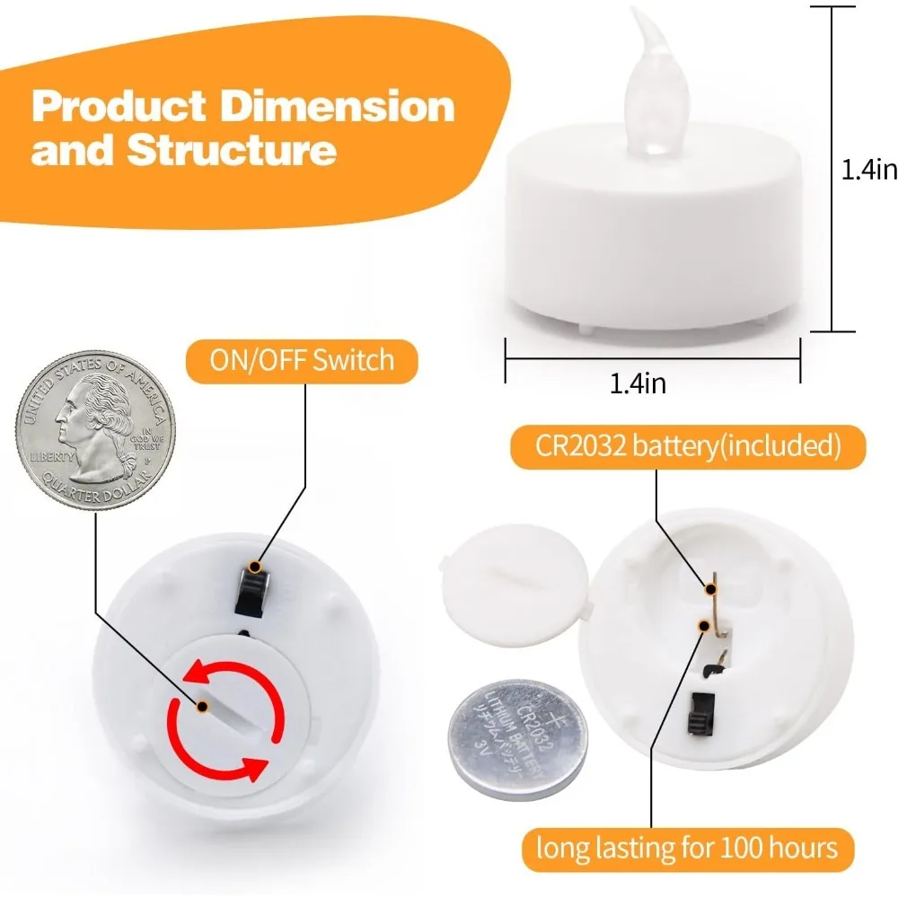 LED Tea Lights Flickering Warm White Battery Operated Candles for Wedding Party Decor image 3