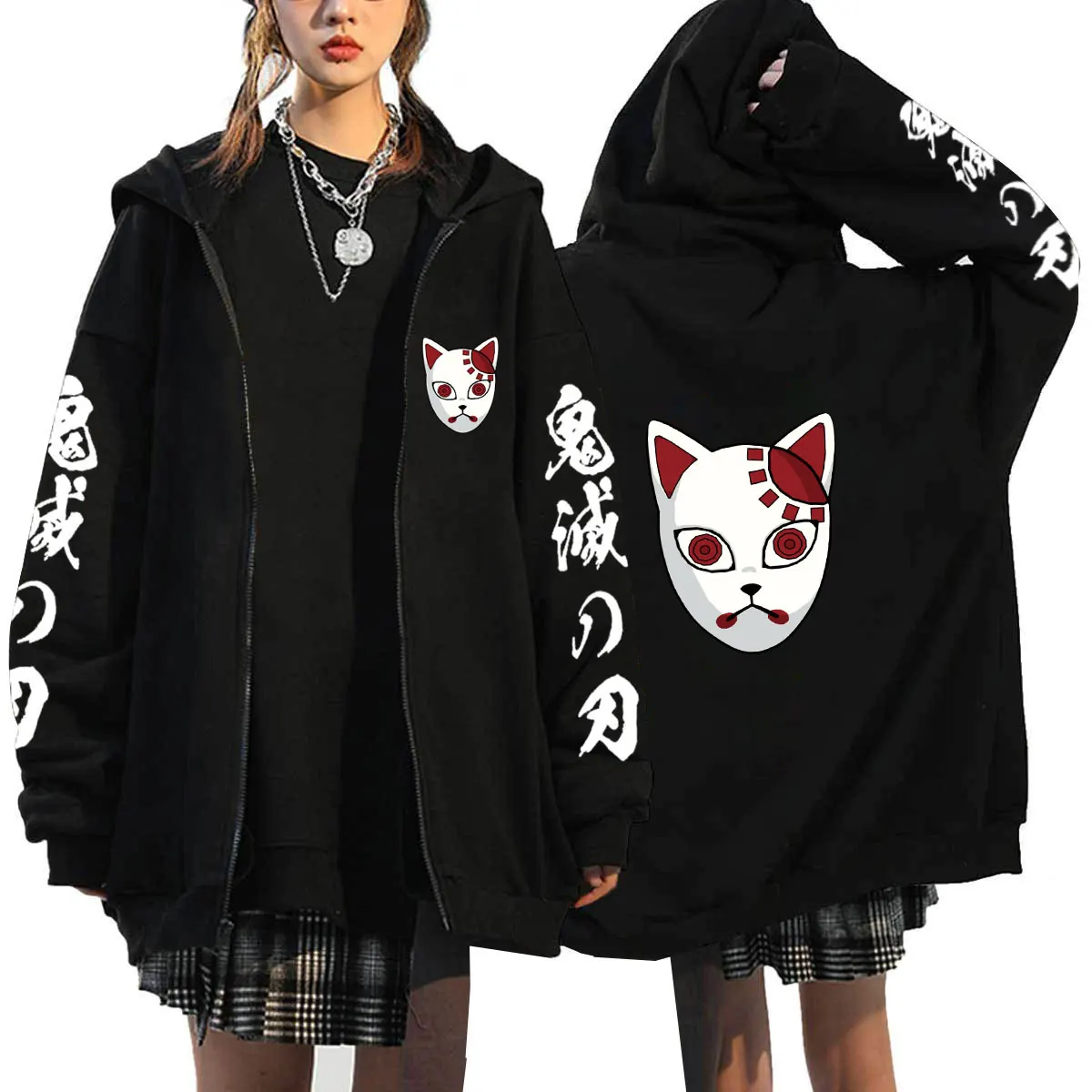 

Demon Slayer Zipper Hoodie Roupas Masculinas Women Men Anime Oversized Hoodies Coat Top Femme Full Zip Sweatshirts Jackets