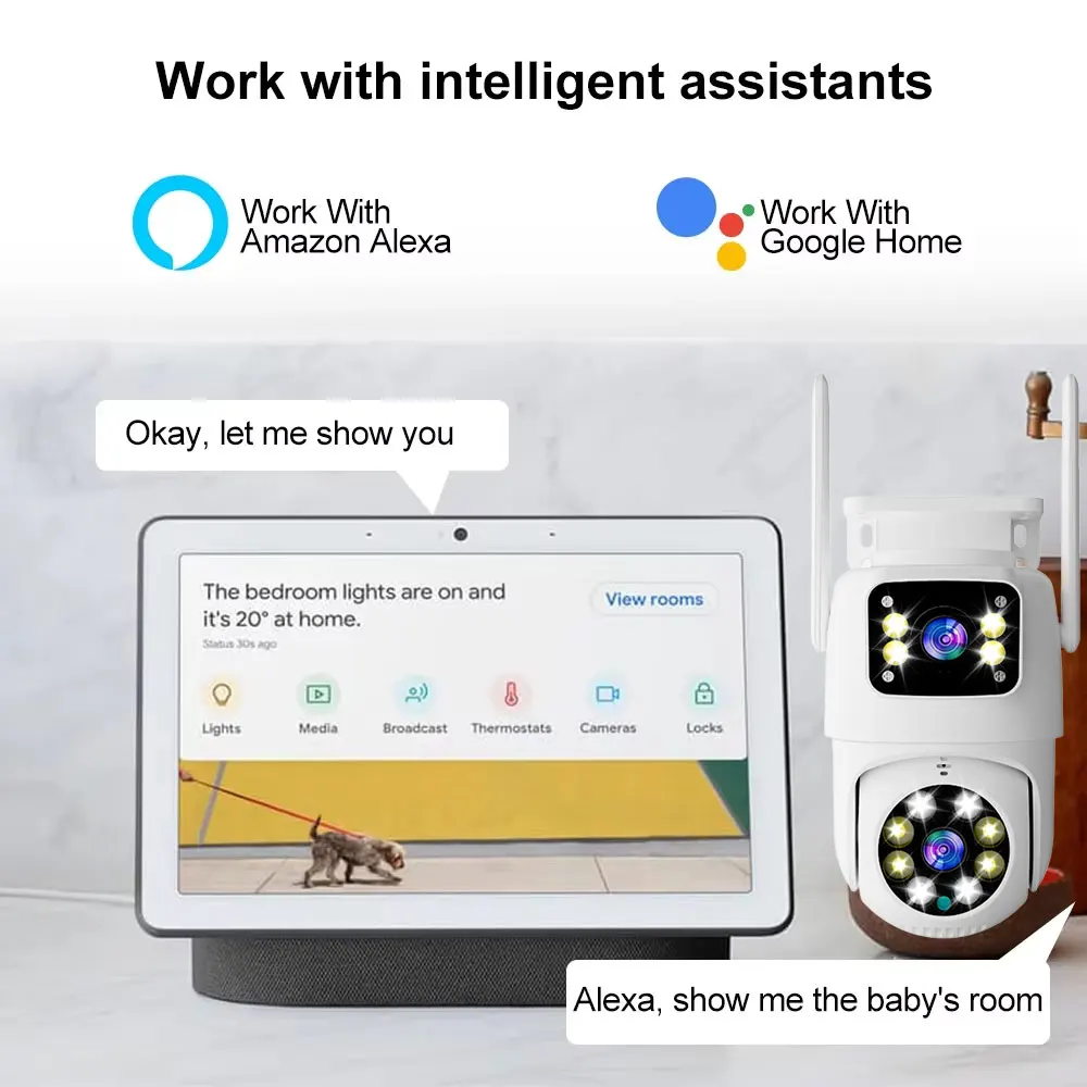 10MP Dual Lens Tuya Wifi Camera PTZ Outdoor 4K Wireless Dual Screen Security Camera Auto Tracking Monitoring Video Surveillance