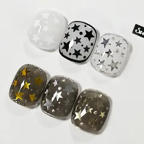 1 صندوق الخماسية نجمة القلب مسمار مزيج الترتر فلاش مسمار مشرقة مرآة الدقيق الديكور مسمار الفن لتقوم بها بنفسك مسمار الفن المتحمسين