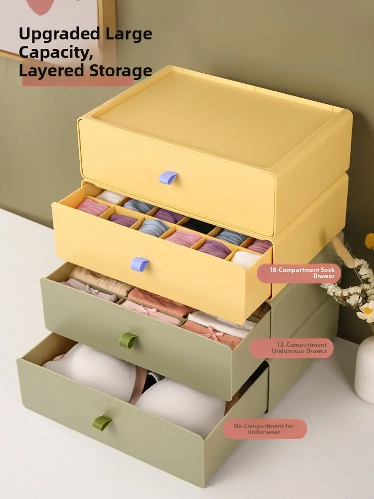 

Home Use Underwear Organizer BoxPlastic Storage Box Wardrobe Closet Organizer Tool Pure Color Design