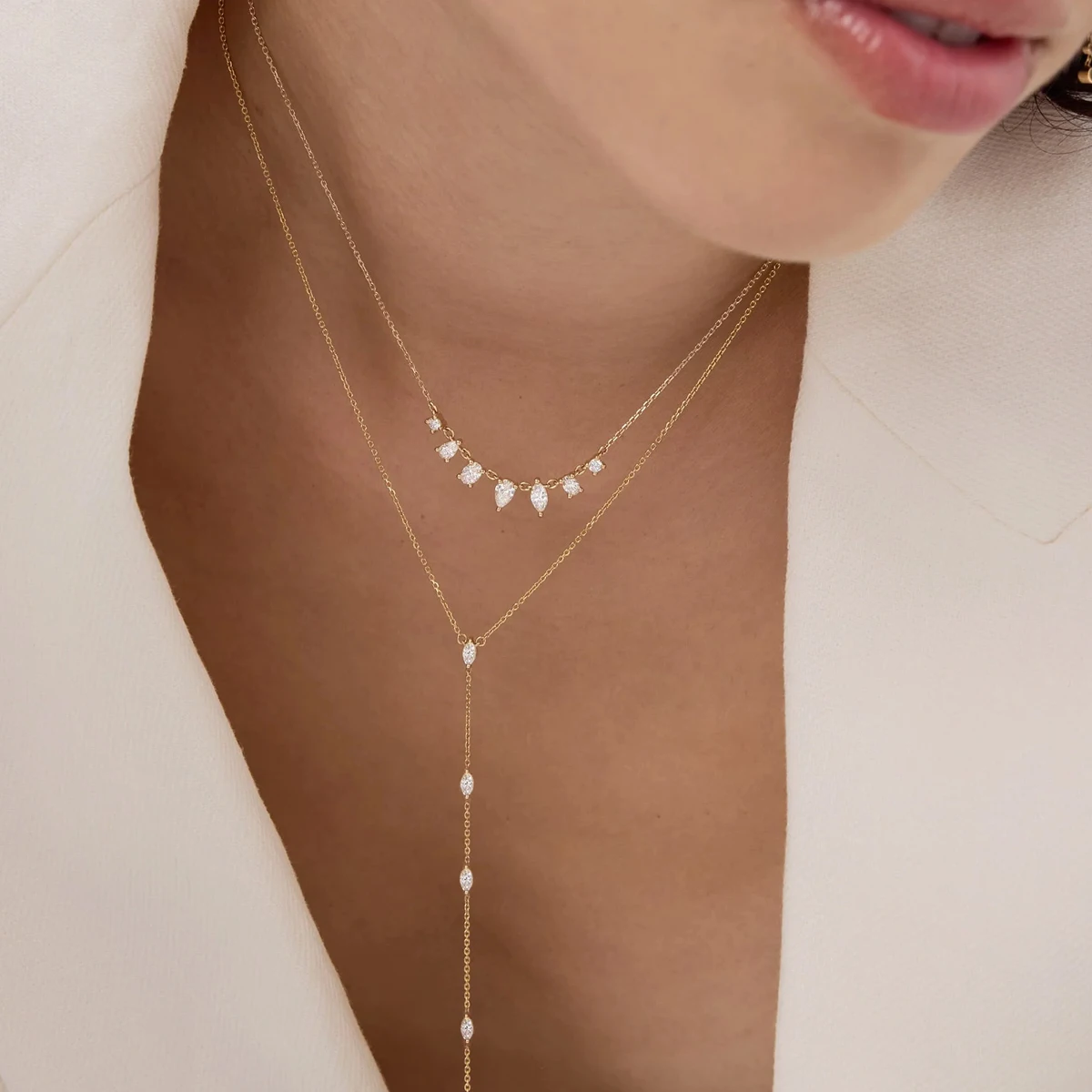 Various Cut Lab Created Diamond Necklace VS/VVS Lab Diamond Necklace 9K/14K/18K Yellow Gold Pendant Necklace Fine Jewelry