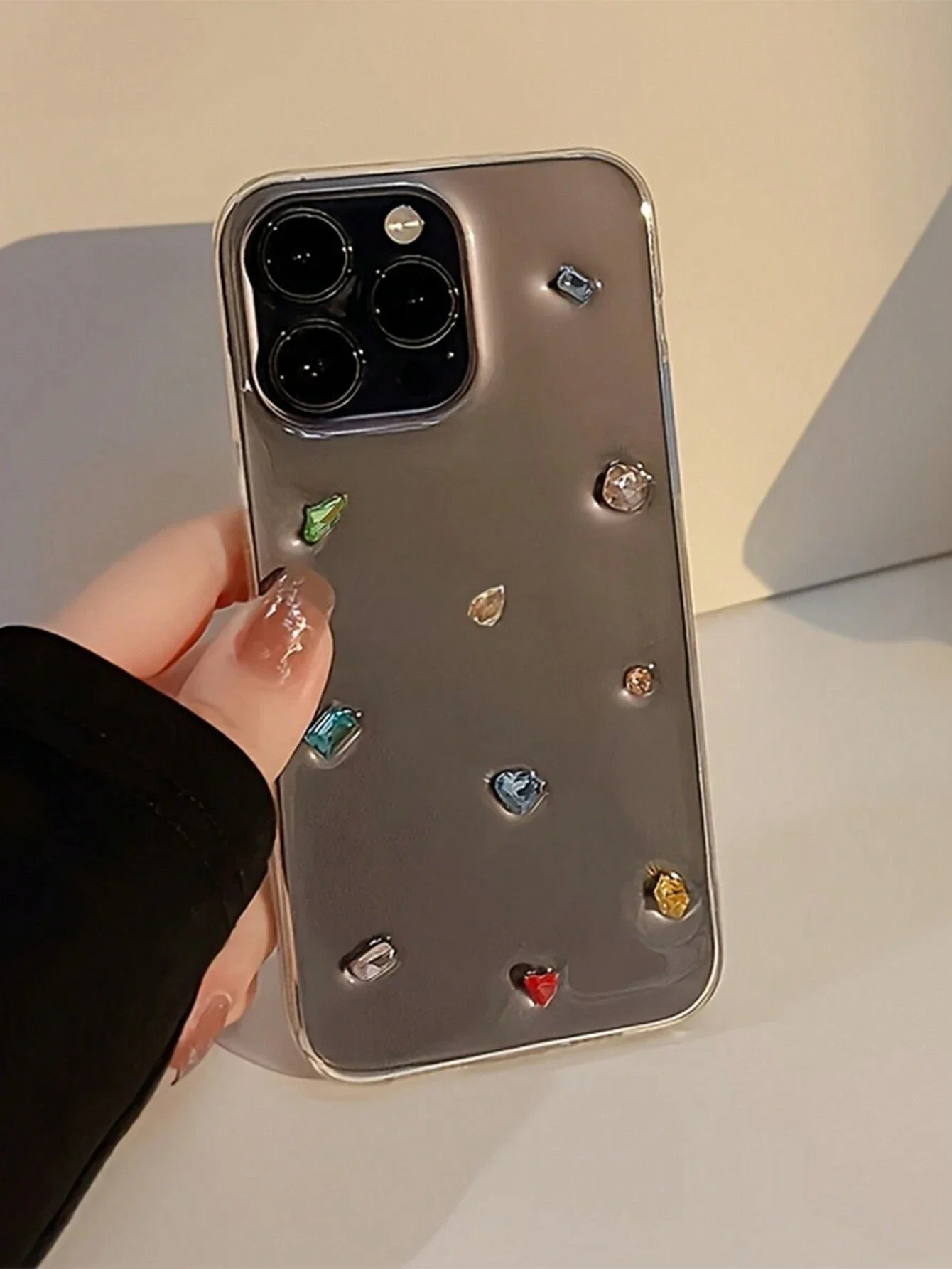 Cor de luxo diamante gem claro caso telefone compatível com 15 14 13 12 pro max 11 capa traseira macia escudo epóxi coreia 3d bowknot c