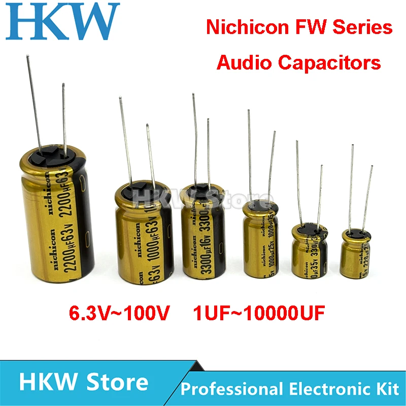 10pcs NICHICON FW Series 10V 16V 25V 35V 50V 63V 100V Electrolytic Capacitors HIFI Audio Capacitor 1UF 47UF 220UF 470UF 1000UF