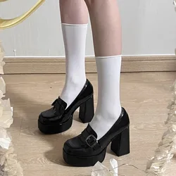 2024 Brand Shoes for Women Slip on Women's Pumps Spring Solid Buckle Decoration Mary Jane High Heels Water Proof Dress Pumps