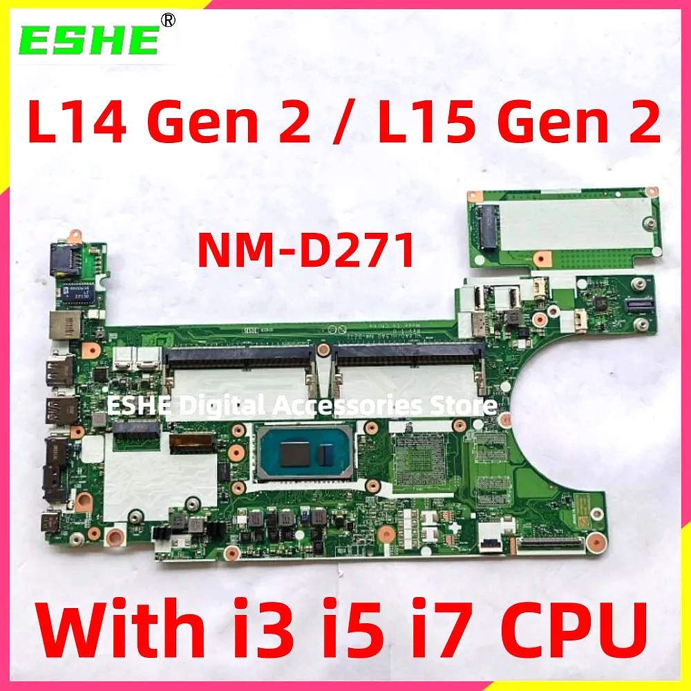 For Lenovo ThinkPad L14 Gen 2 L15 Gen 2 Laptop Motherboard With i3 i5 i7 CPU 5B21A12893 NM-D271 Motherboard 100% Test OK