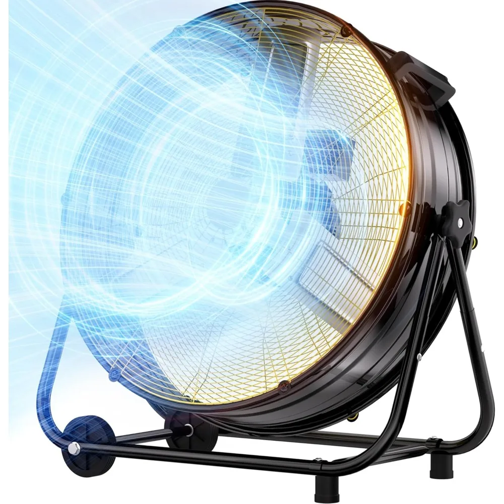 30 Inch High Velocity Heavy Duty Metal Drum Fan,14000 CFM Industrial Floor Fan With 360°Adjustable Tilt,Outdoor Standing Fan