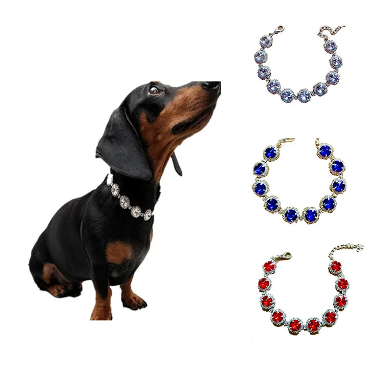 Heimtierbedarf Luxus Satellitenstein Strass Haustier Halskette Schmuck Hundehalsband