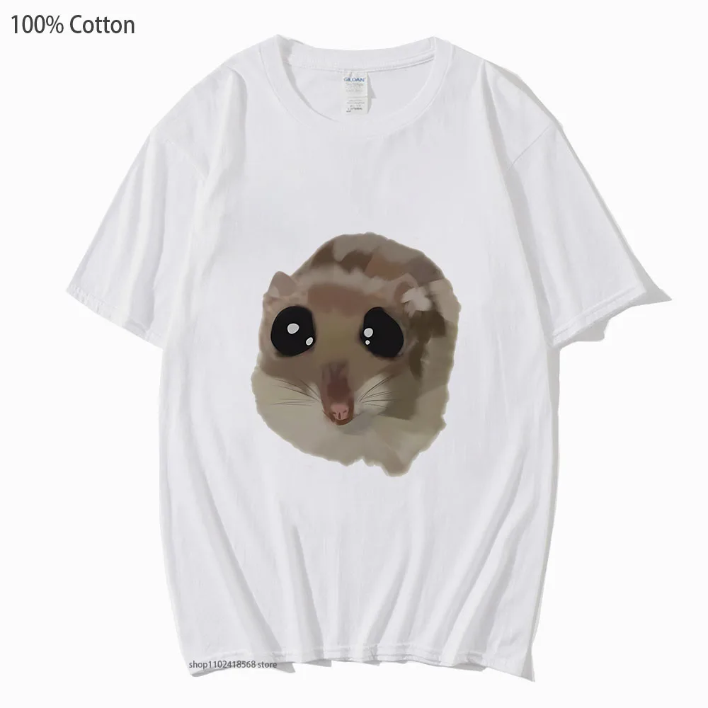 Sad Hamster Meme T-Shirts Kawaii Cute Women Clothing Summer Soft Tshirts 100% Cotton Girls Top Mens Unisex Tee-shirt Y2k Clothes