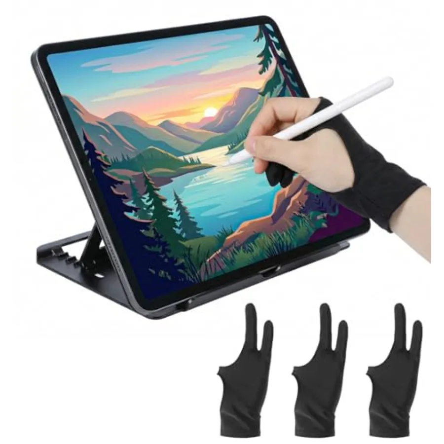 3 Pcs Artist Glove, Black Drawing Glove Right Hand, One Size Fits Both Hands, For Digital Tablet, Paper Sketching, Soft Breatha