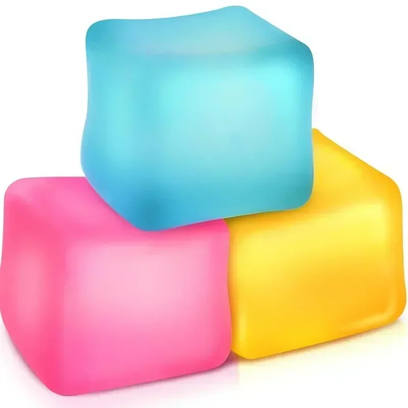 20pcs New Pressure Relief Cube Water Cube Simulation Ice Cube Gel Filled Fingertip Calming Toy Kneadle Gifts