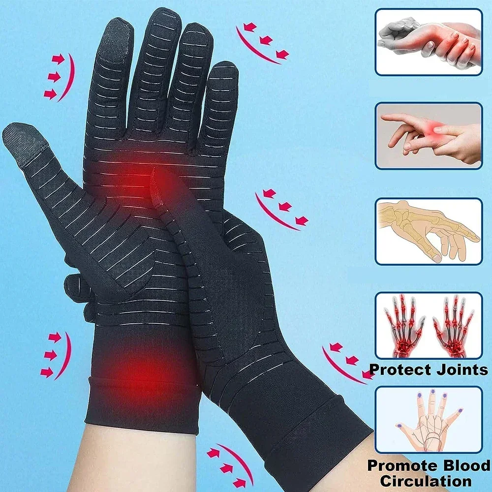 1/2 Pairs Black Women Men Copper Fiber Spandex Touch Screen Gloves for Running Sports Winter Warm Football Hiking Driving Glove