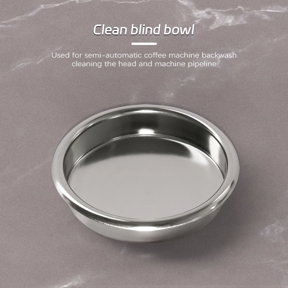 51mm/53mm/58mm Coffee Cleaning Blind Bowl Stainless Steel Backwash Blind Cup Non-porous Filter Cup Cleaning Bowl Coffee Tool