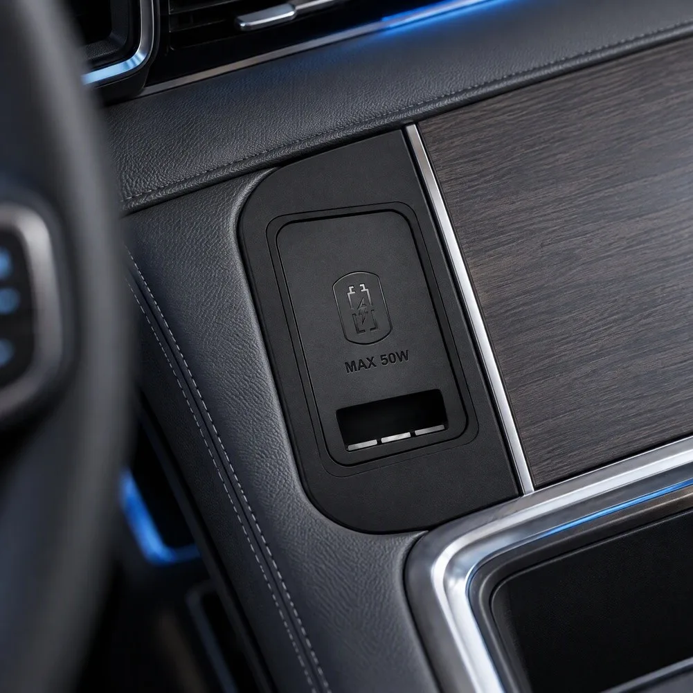 50W Wireless Charging Pad for Mercedes-For For V300 2024 2025 Center Console Mount Compatible with Qi-Enabled Smartphones