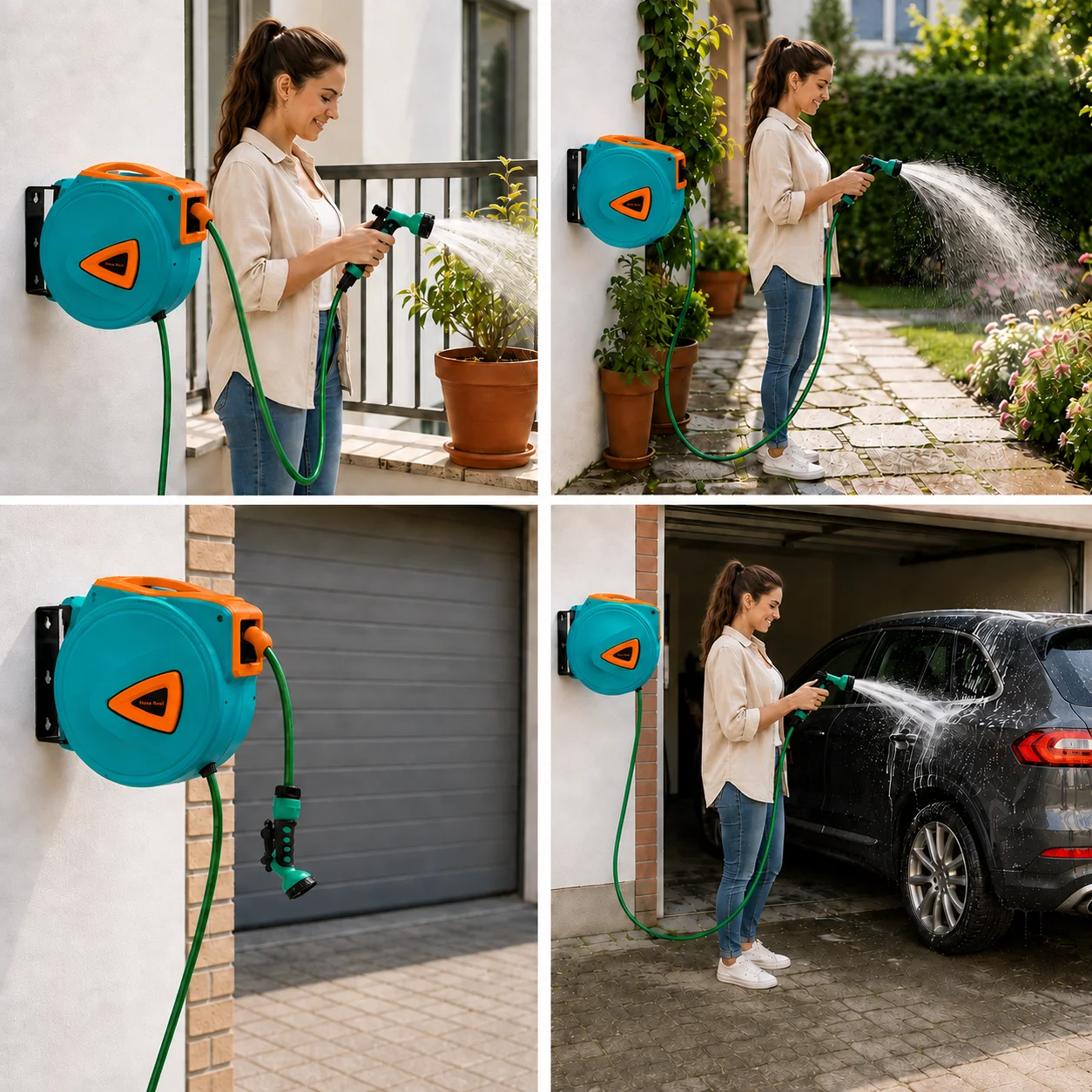 عربة خرطوم الحديقة القابلة للس - مراجعة Garden Hose Reel Automatic Retractable 30M وسعره