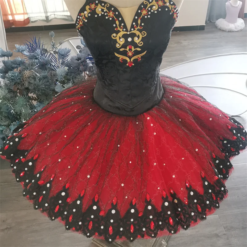 Professional High Quality Hot Sale Custom Size Custom Color Performance Dance Kids Girls Wear Exquisite Black Velvet Ballet Tutu