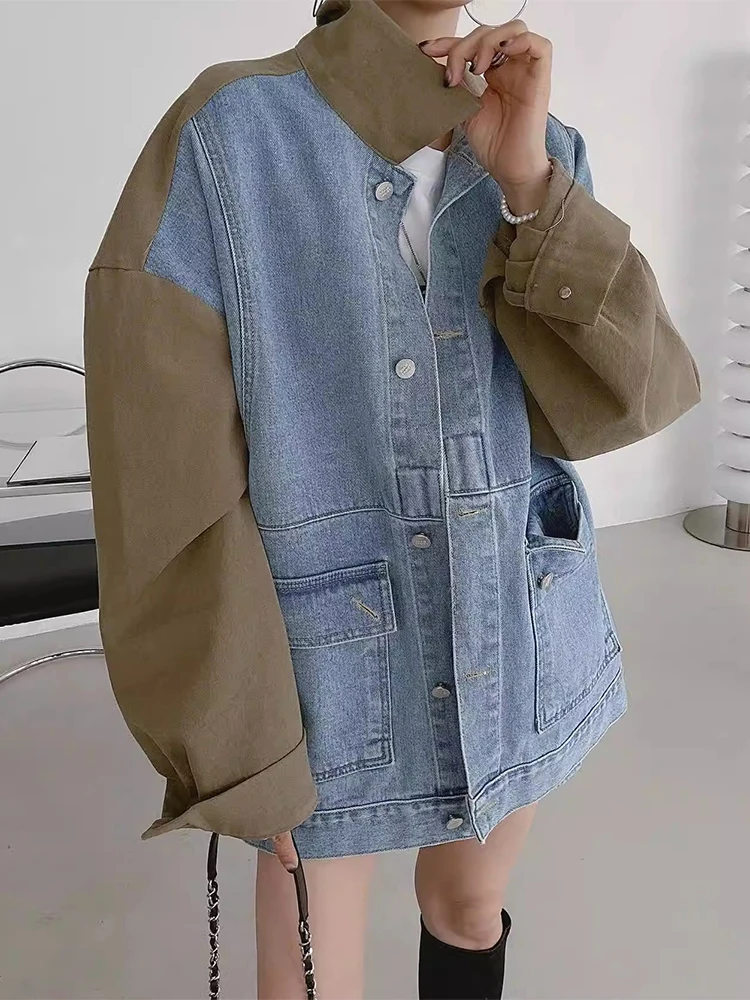 Giacca in denim di nicchia dal design personalizzato a maniche lunghe casual allentato con design retrò da donna primaverile chic in stile coreano