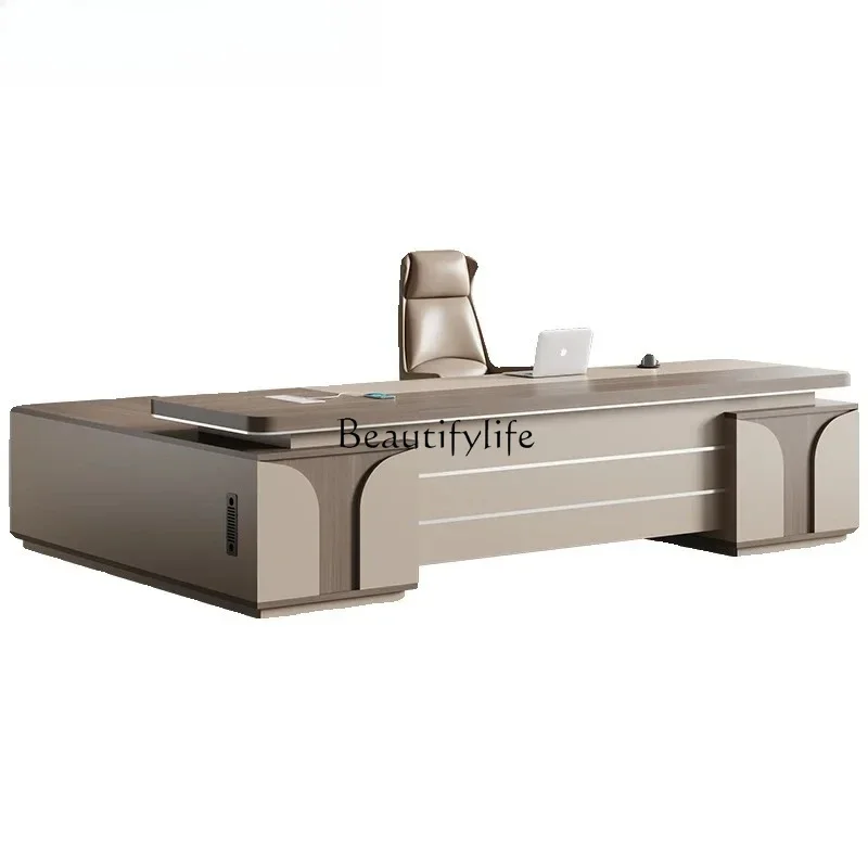 

yj9 office boss table simple modern single light luxury high-end table and chair combination