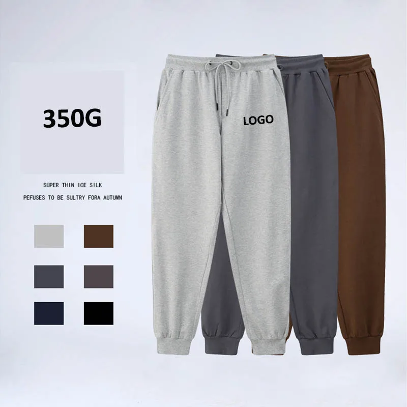 

Customized LOGO autumn/winter 350G men's and women's plush and thickened sanitary pants, fleece casual sports pants