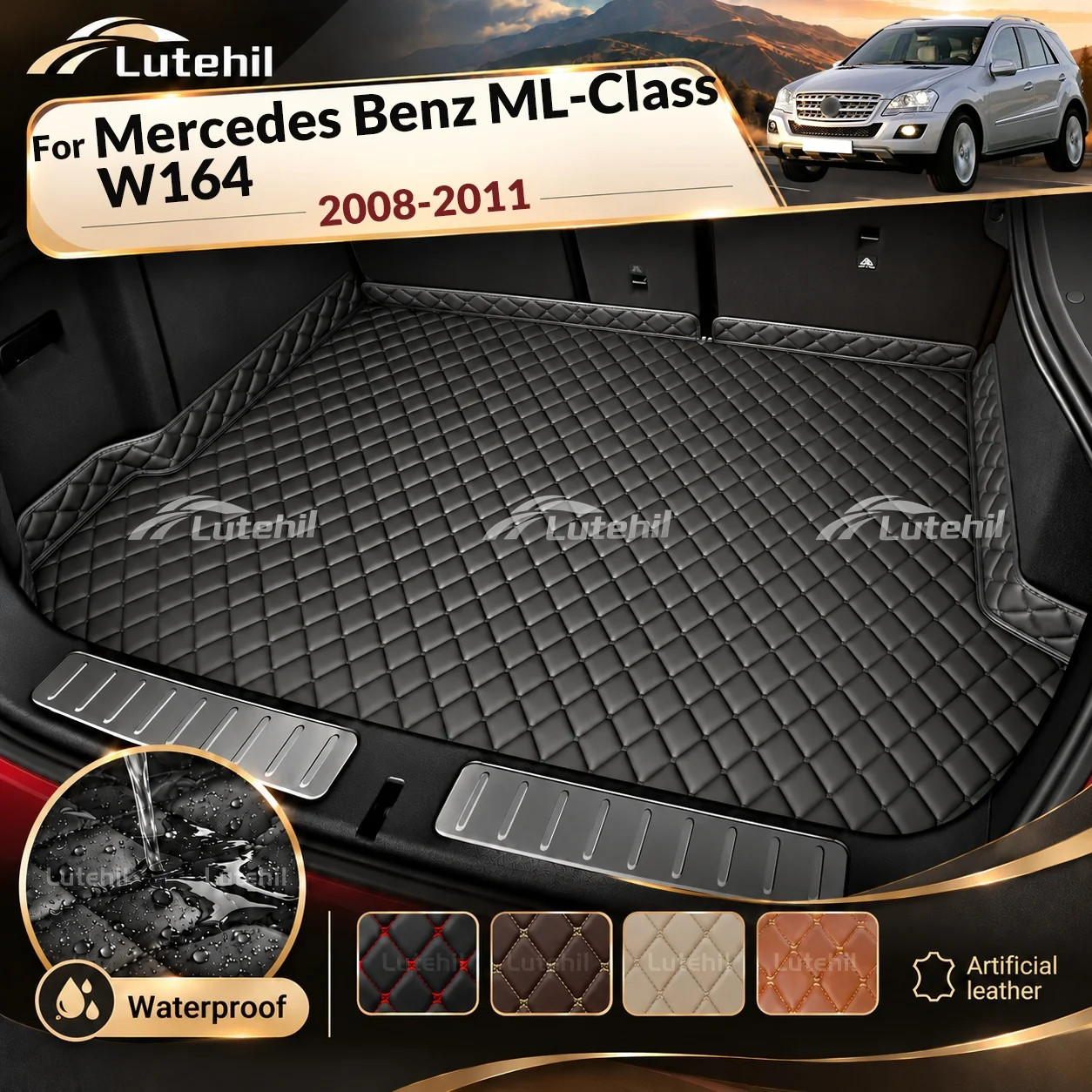 For Mercedes Benz ML-Class W164 2008-2011 10 09 3D Car Trunk Mat Carpet Cargo Liner Car Pad Interior Accessories