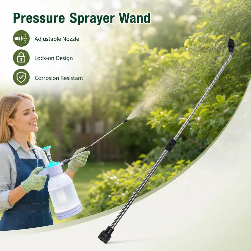 Garden Sprayer Wand Replacement Stainless Steel Pressure Water Spray Bottle Extension Rod Adjustable Nozzle Weed Lawn Watering